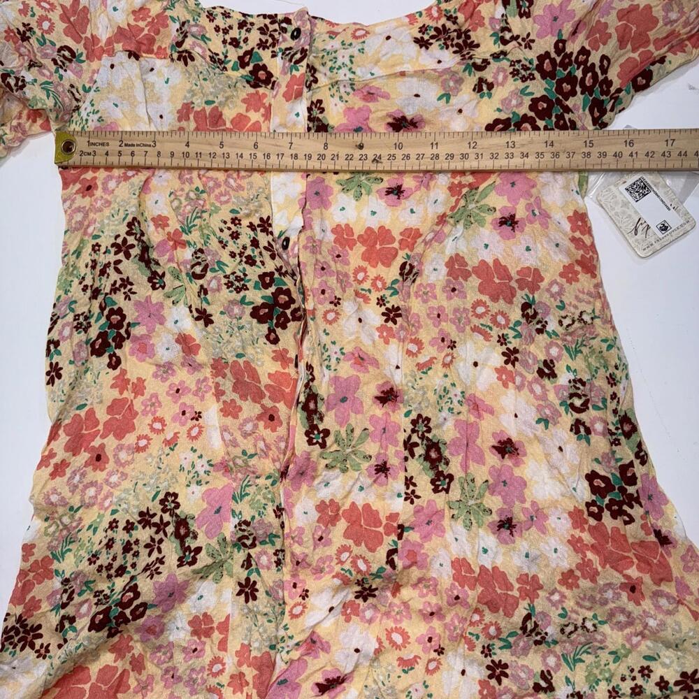 Free People Callie Floral‎ Fairy Boho Peasant Cottagecore Tunic Top Blouse Small - Picture 9 of 15
